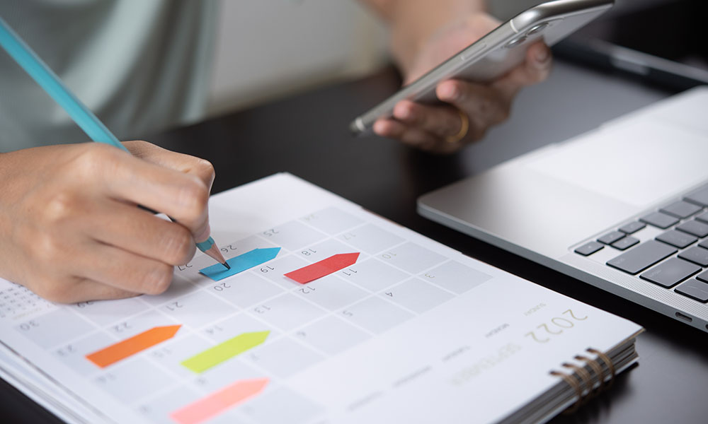 Calendario de planificación para la gestión del tiempo